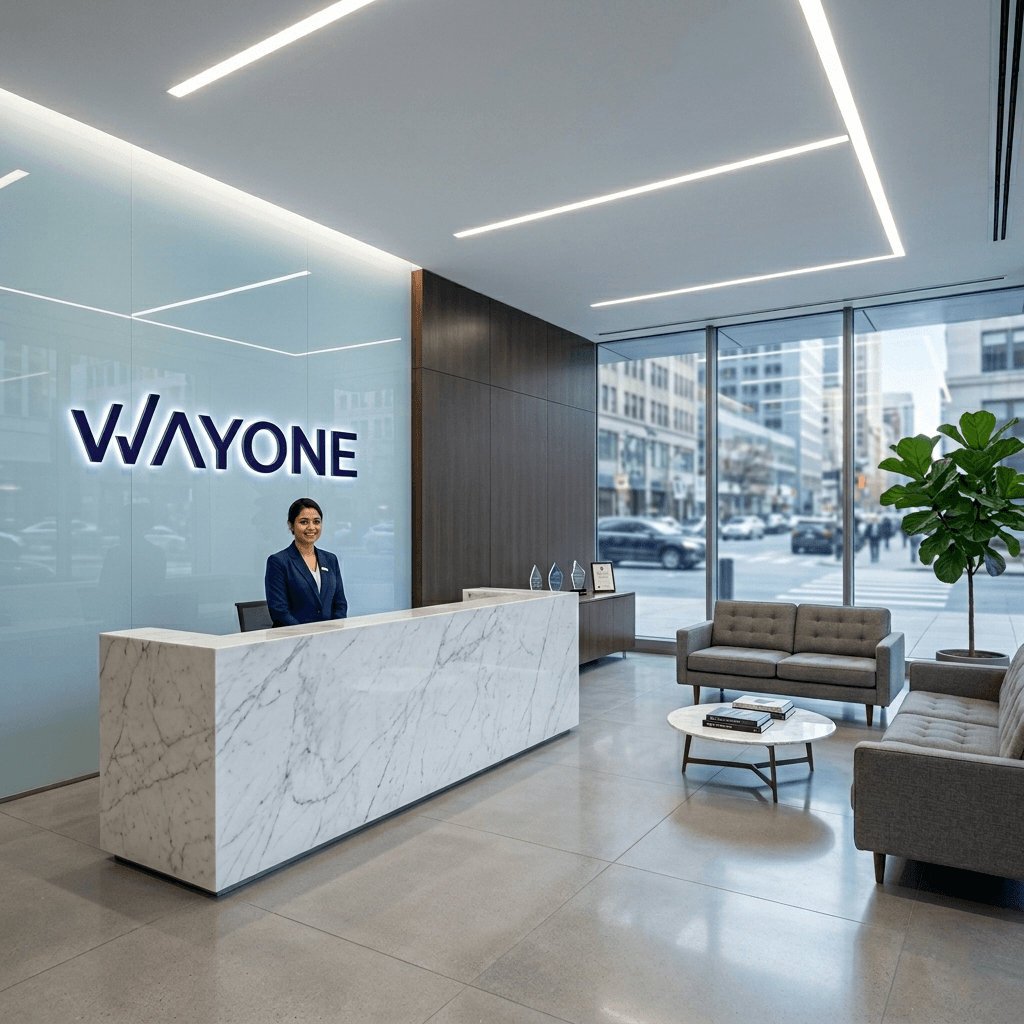 WayOne IT team discussion in the office
