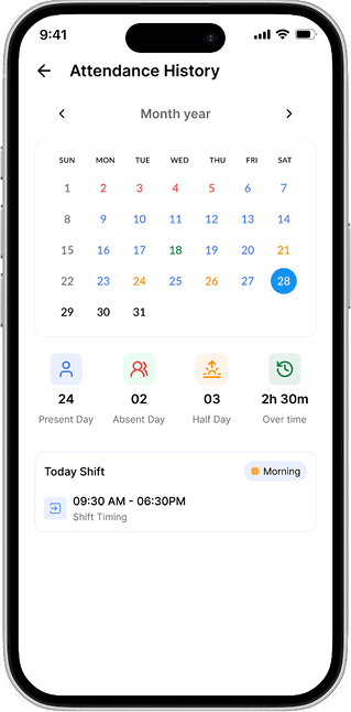 Leave Calendar & Shift Schedule Mockup