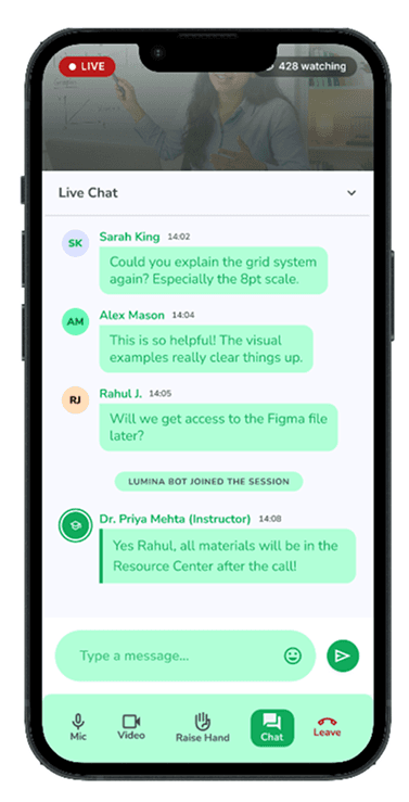 Live Classroom & Chat Stream