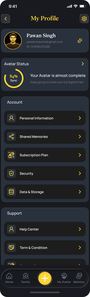 My Profile & Avatar Sync Status
